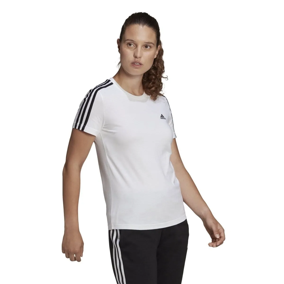 ADIDAS WOMEN'S ESSENTIALS SLIM 3-STRIPES WHITE TEE