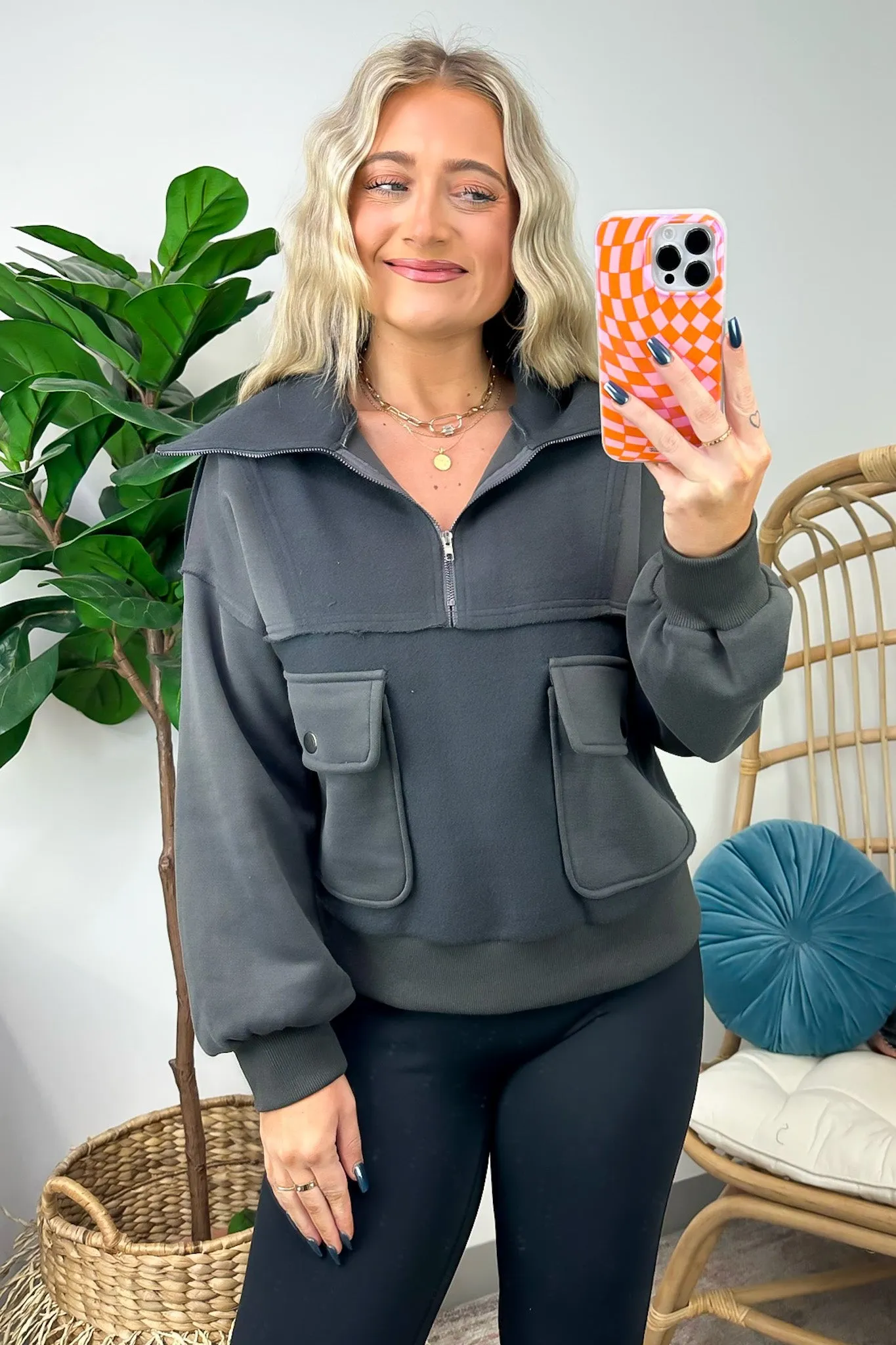 Always Cozy Half Zip Contrast Pullover - FINAL SALE