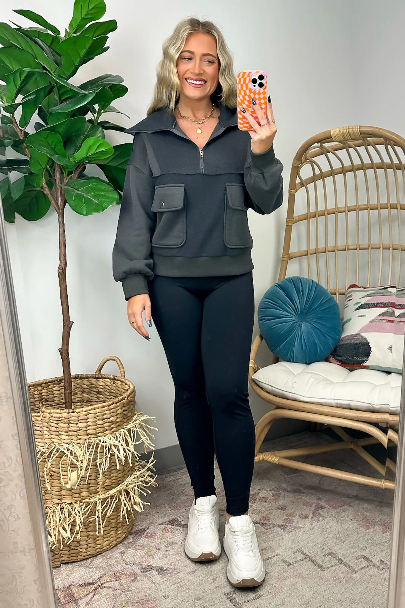 Always Cozy Half Zip Contrast Pullover - FINAL SALE