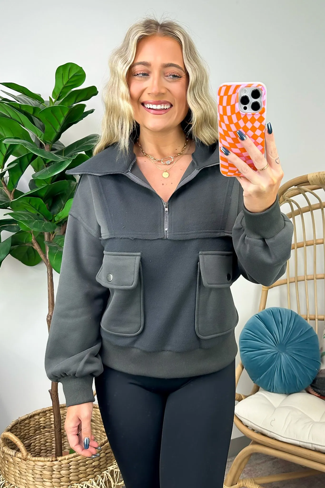 Always Cozy Half Zip Contrast Pullover - FINAL SALE