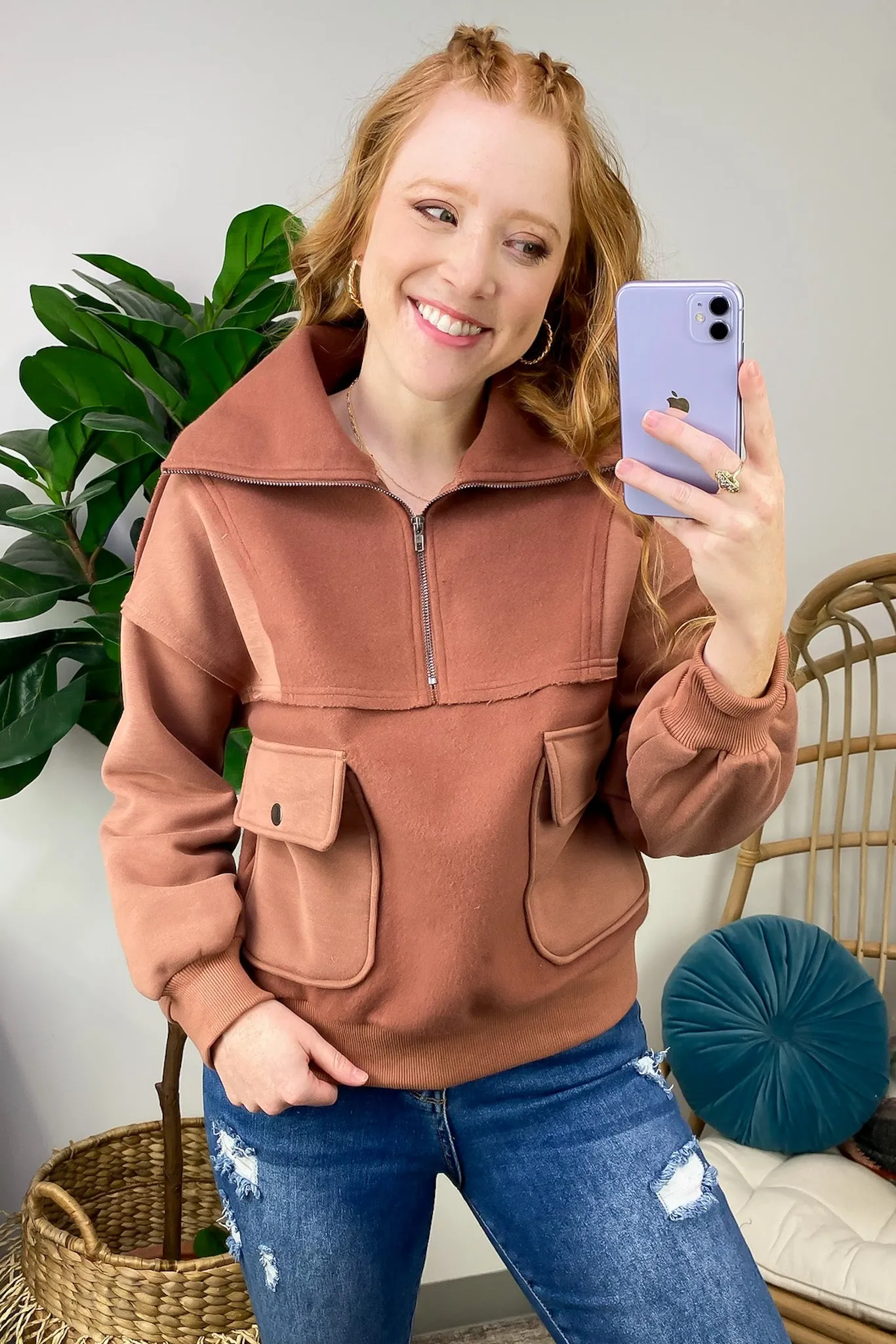 Always Cozy Half Zip Contrast Pullover - FINAL SALE