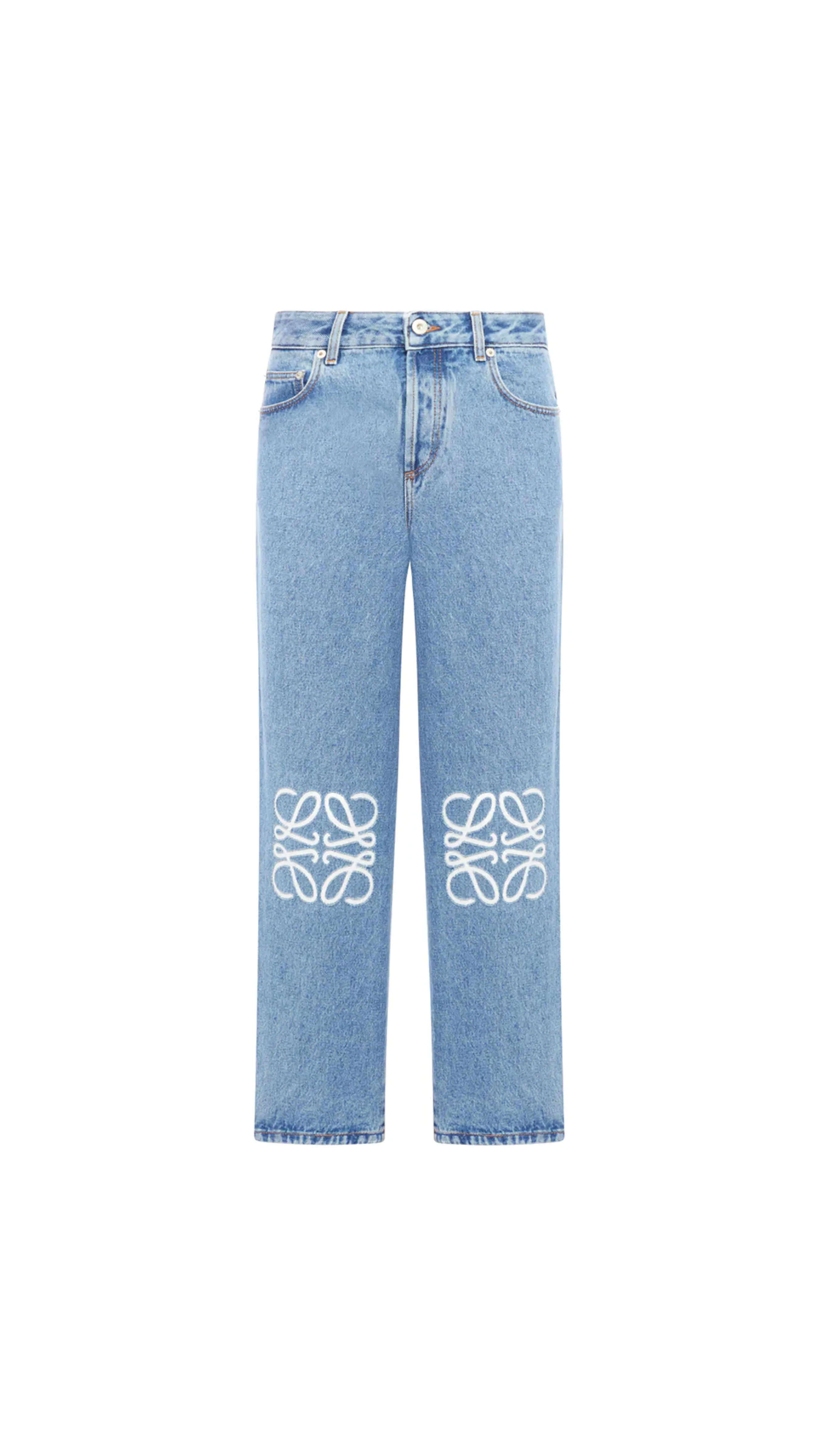 Anagram Cropped Jeans In Denim - Blue