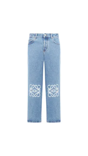 Anagram Cropped Jeans In Denim - Blue