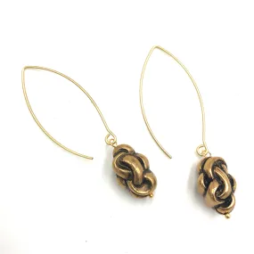 Antique Brass Knot Raindrop Earrings - Live Unboxing NYC #217