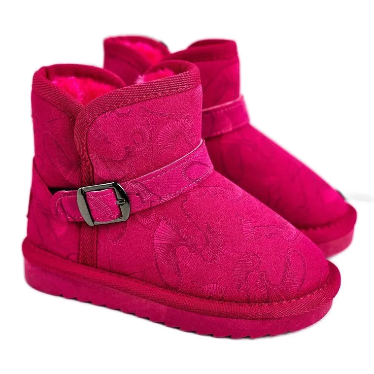 Apawwa Children's Snow Boots With Fur Fuchsia Kawai pink