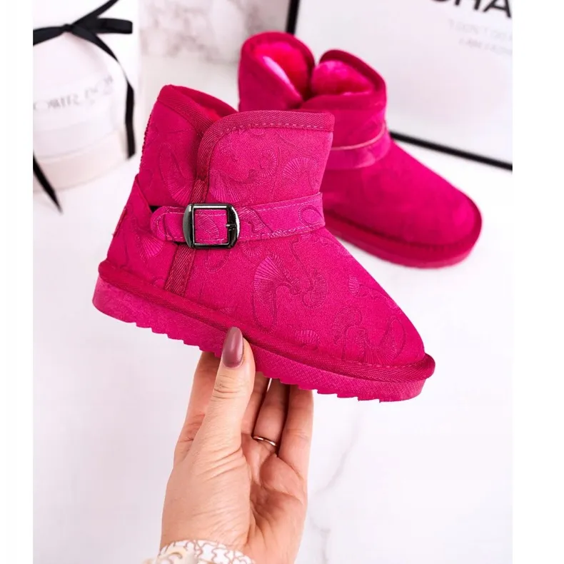 Apawwa Children's Snow Boots With Fur Fuchsia Kawai pink