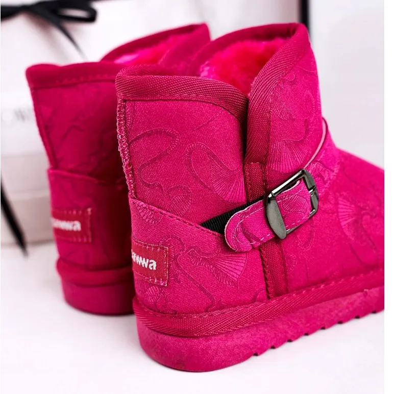 Apawwa Children's Snow Boots With Fur Fuchsia Kawai pink