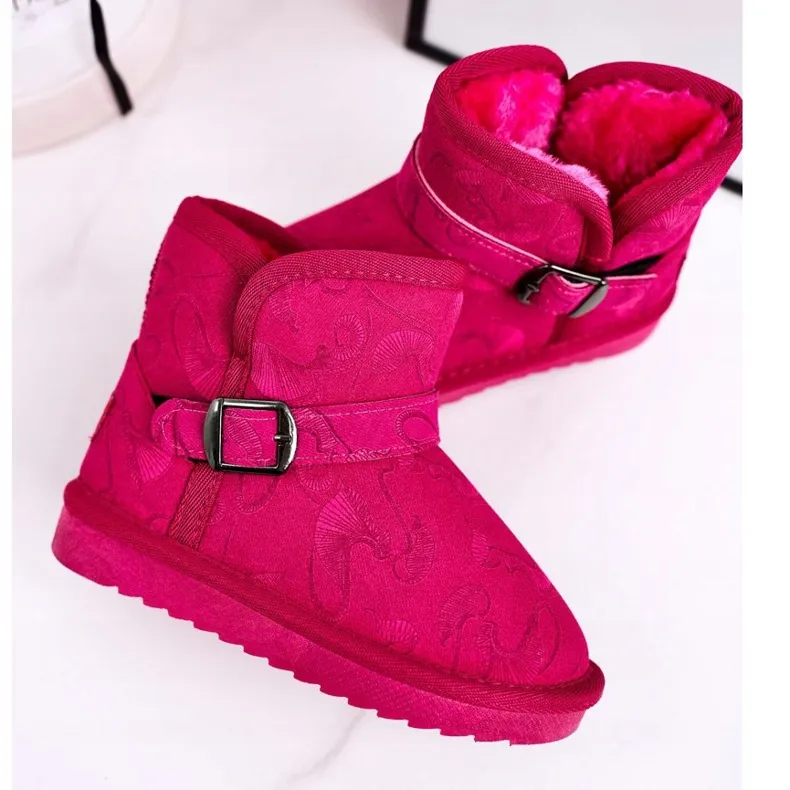 Apawwa Children's Snow Boots With Fur Fuchsia Kawai pink