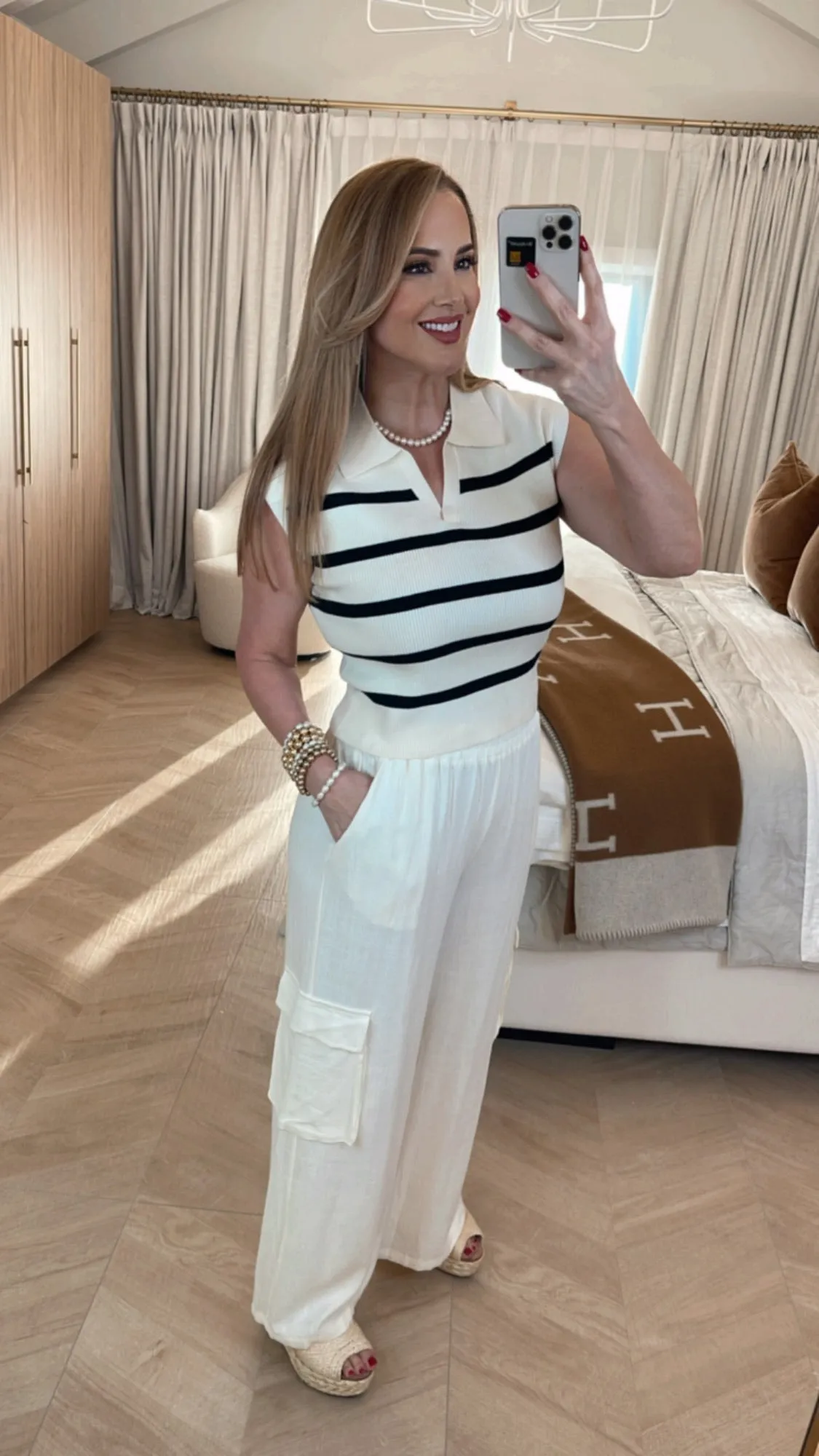 Arabella Striped Black cream Top