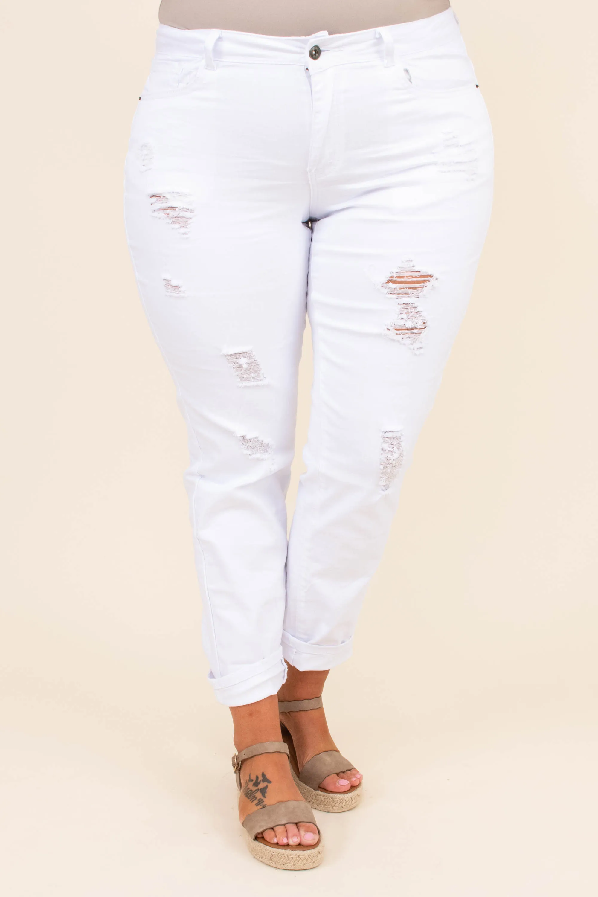 Arriving In Style Boyfriend Jeans, White