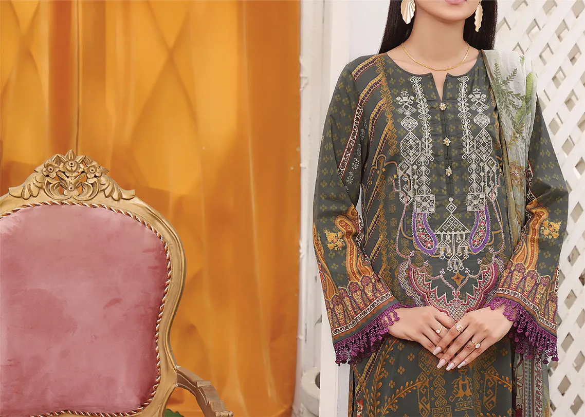 Ayesha Alishba By VS Textile Embroidered Lawn Unstitched 3 Piece Suit - 12