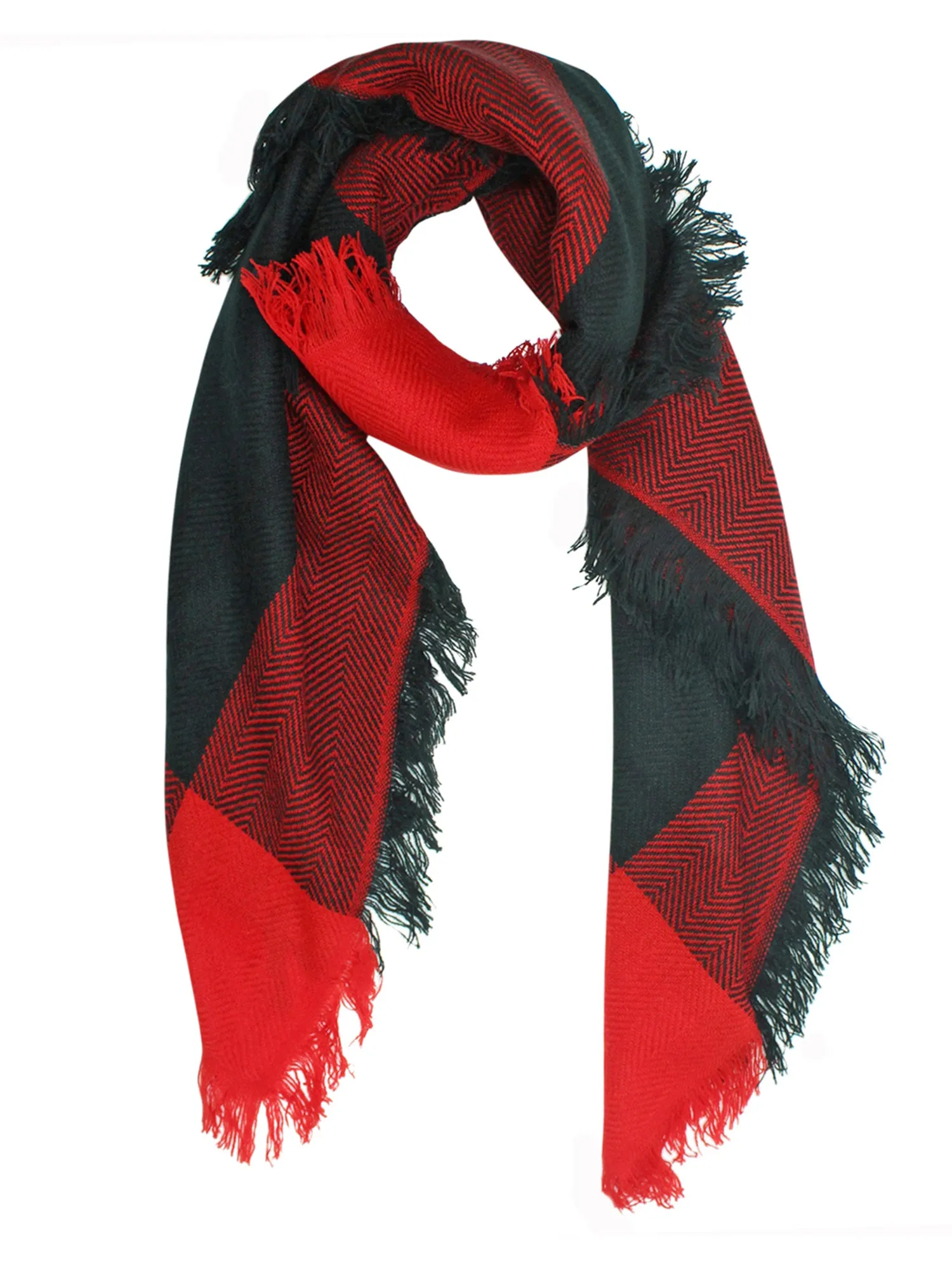 Black & Red Oversized Plaid Blanket Scarf