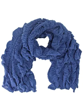 Blue Lightweight Ruffle Textured Long Scarf