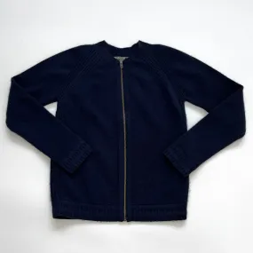 Bonpoint Navy Cashmere Zip Up Cardigan: 10 Years