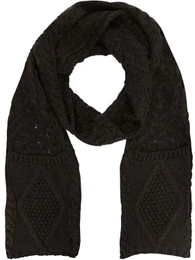 Brown Classic Knit Unisex Winter Scarf With Pockets