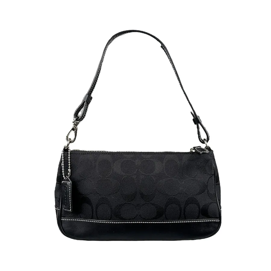 COACH BLACK SIGNATURE CANVAS MINI POCHETTE BAG