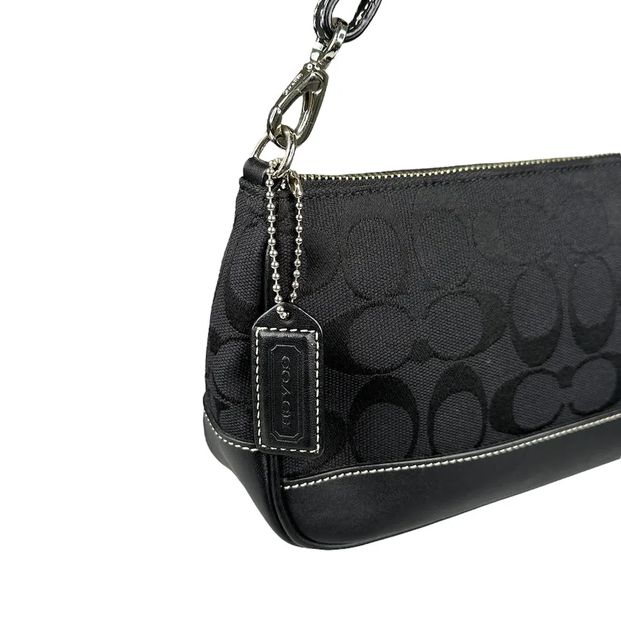 COACH BLACK SIGNATURE CANVAS MINI POCHETTE BAG