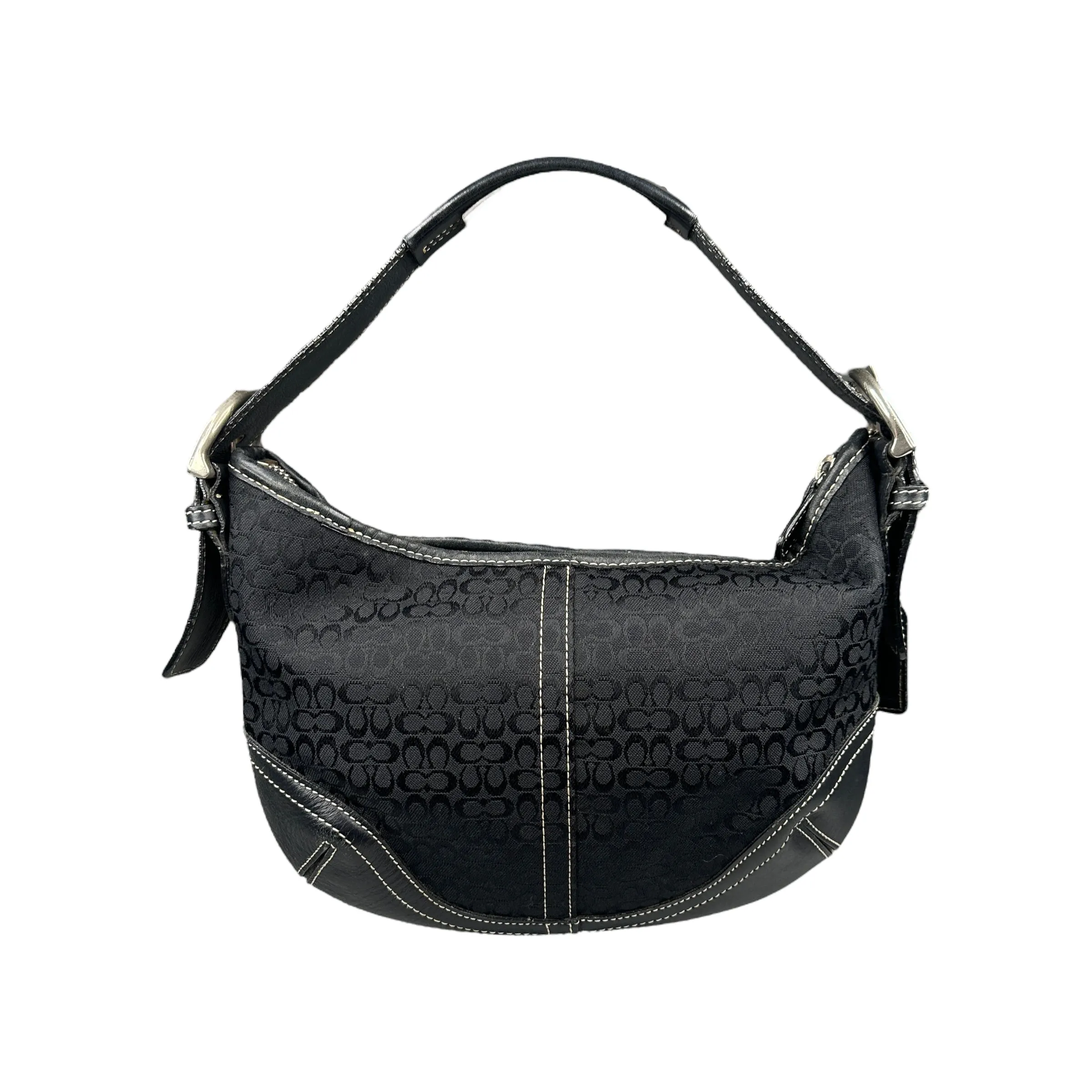 COACH MINI SIGNATURE CANVAS BLACK SHOULDER BAG