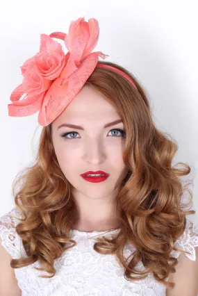 Coral Emelia Rose Fascinator