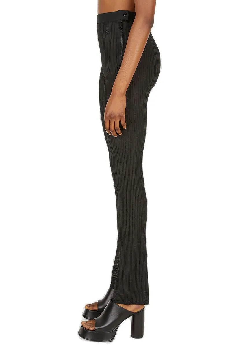 Courrèges High Waist Sheer Logo Patch Trousers