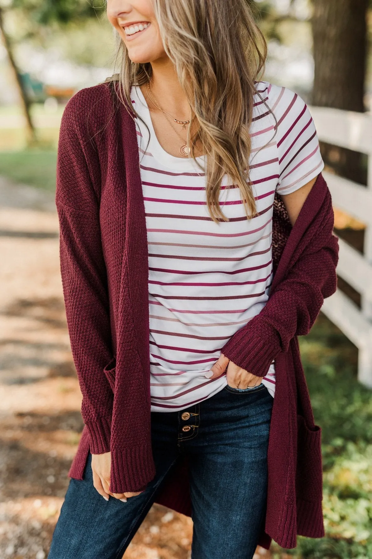 Cozy As Can Be Long Knitted Cardigan- Burgundy