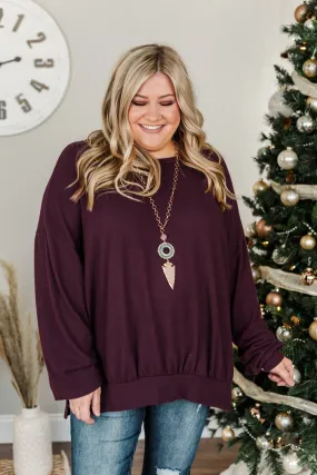 Dreaming Of The Day Oversized Pullover Top- Plum