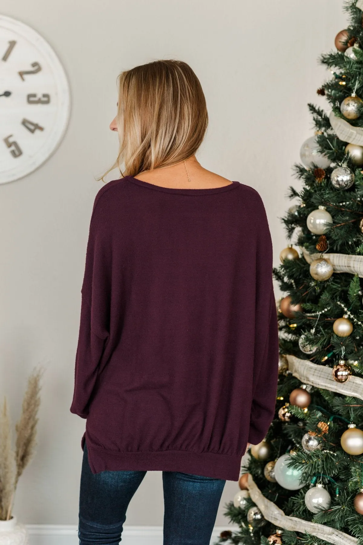 Dreaming Of The Day Oversized Pullover Top- Plum