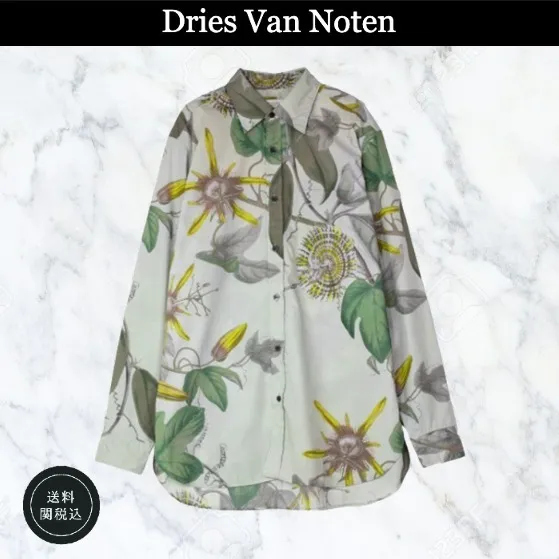 Dries Van Noten  |Flower Patterns Unisex Long Sleeves Cotton Designers Shirts