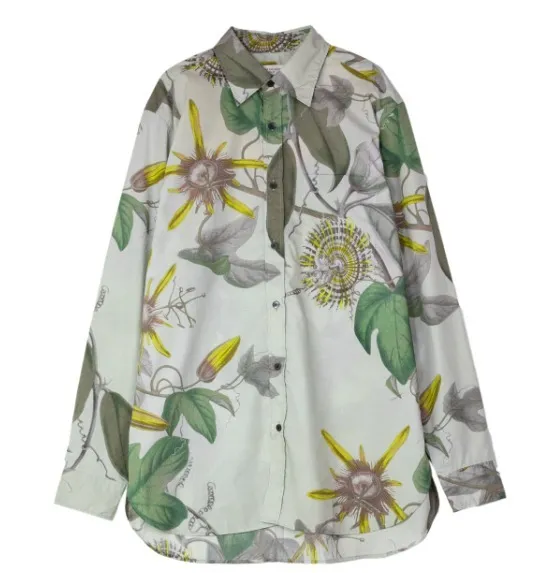 Dries Van Noten  |Flower Patterns Unisex Long Sleeves Cotton Designers Shirts