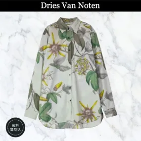 Dries Van Noten  |Flower Patterns Unisex Long Sleeves Cotton Designers Shirts