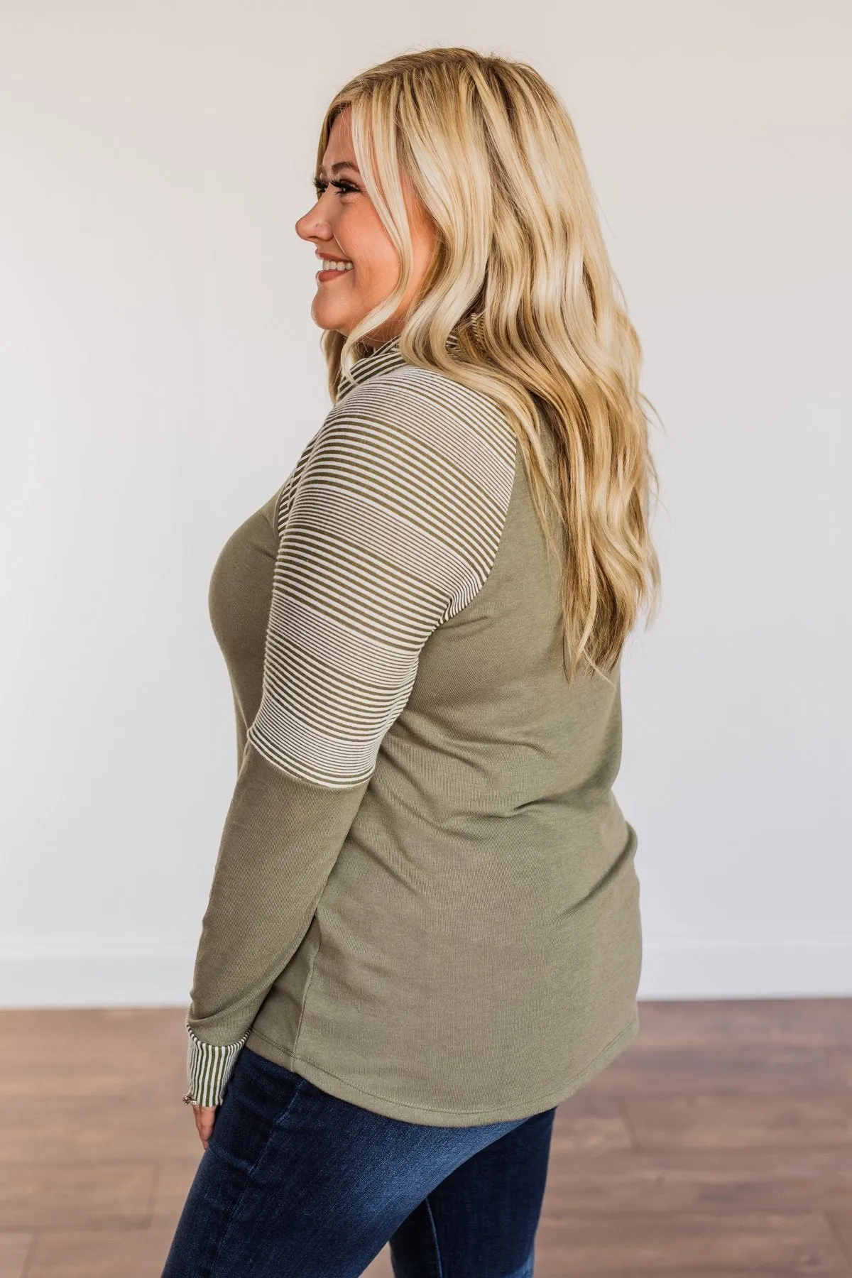 Explore With Me Cowl Neck Top- Olive