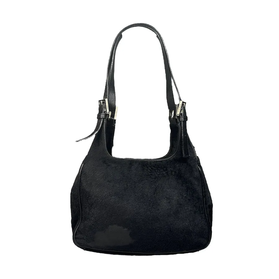 FENDI BLACK PONY HAIR SHOULDER BAG