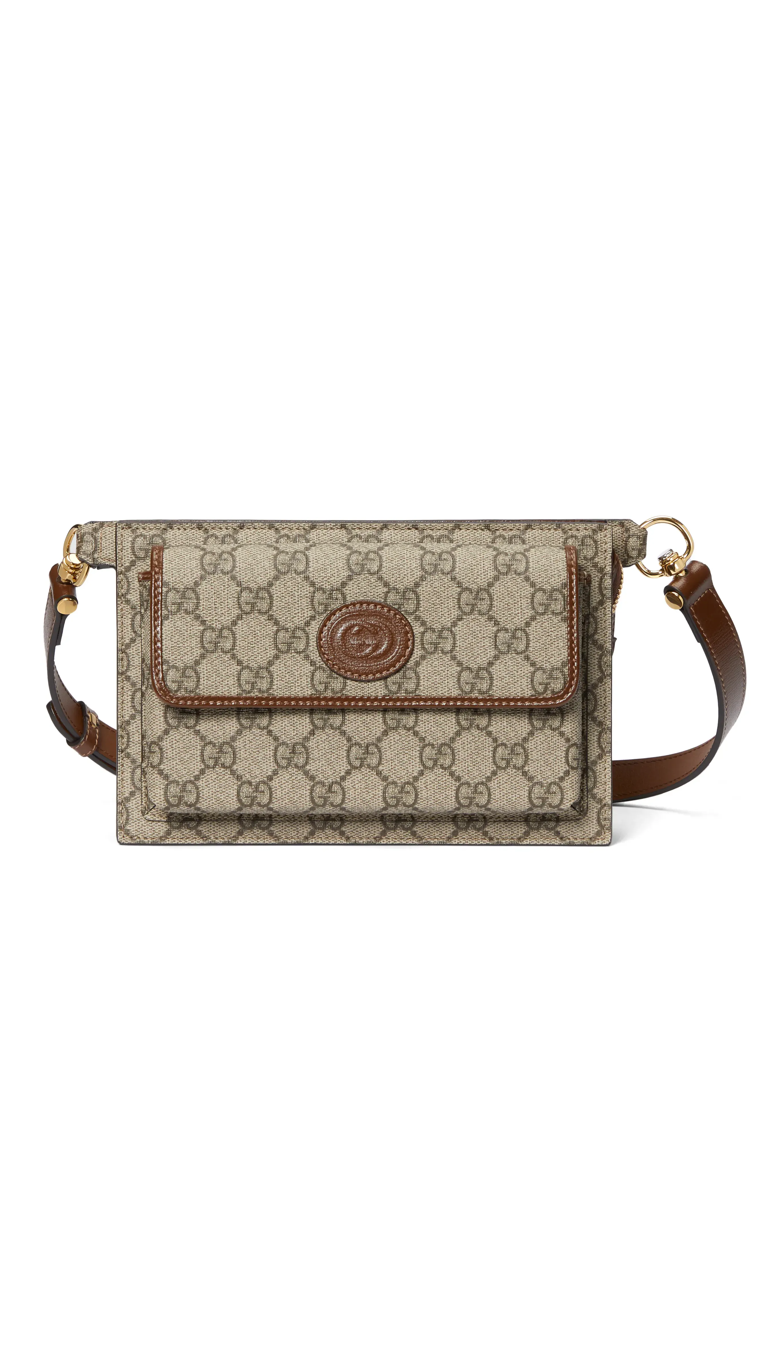 GG Belt Bag with Interlocking G - Beige/Ebony/Brown