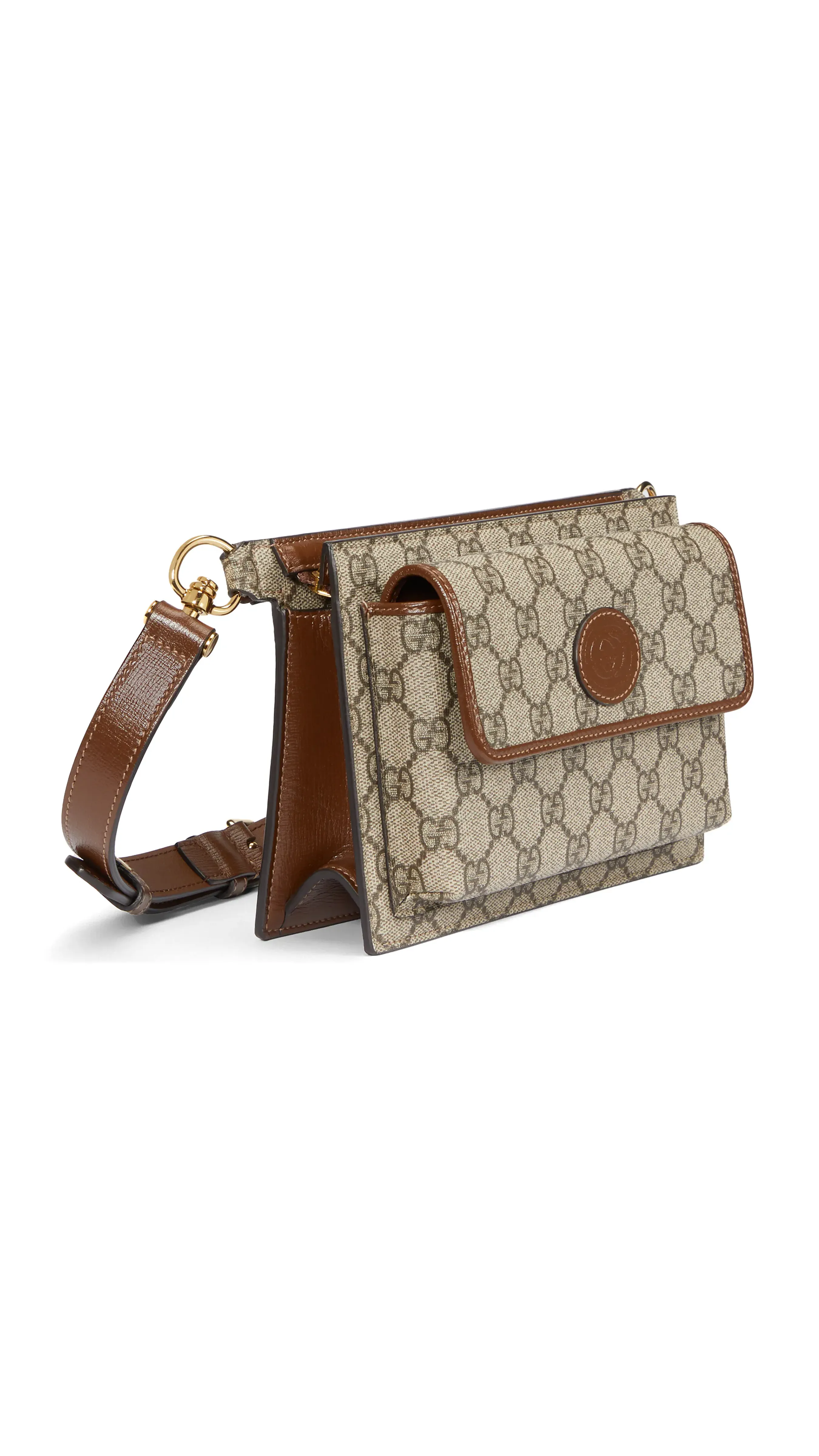 GG Belt Bag with Interlocking G - Beige/Ebony/Brown