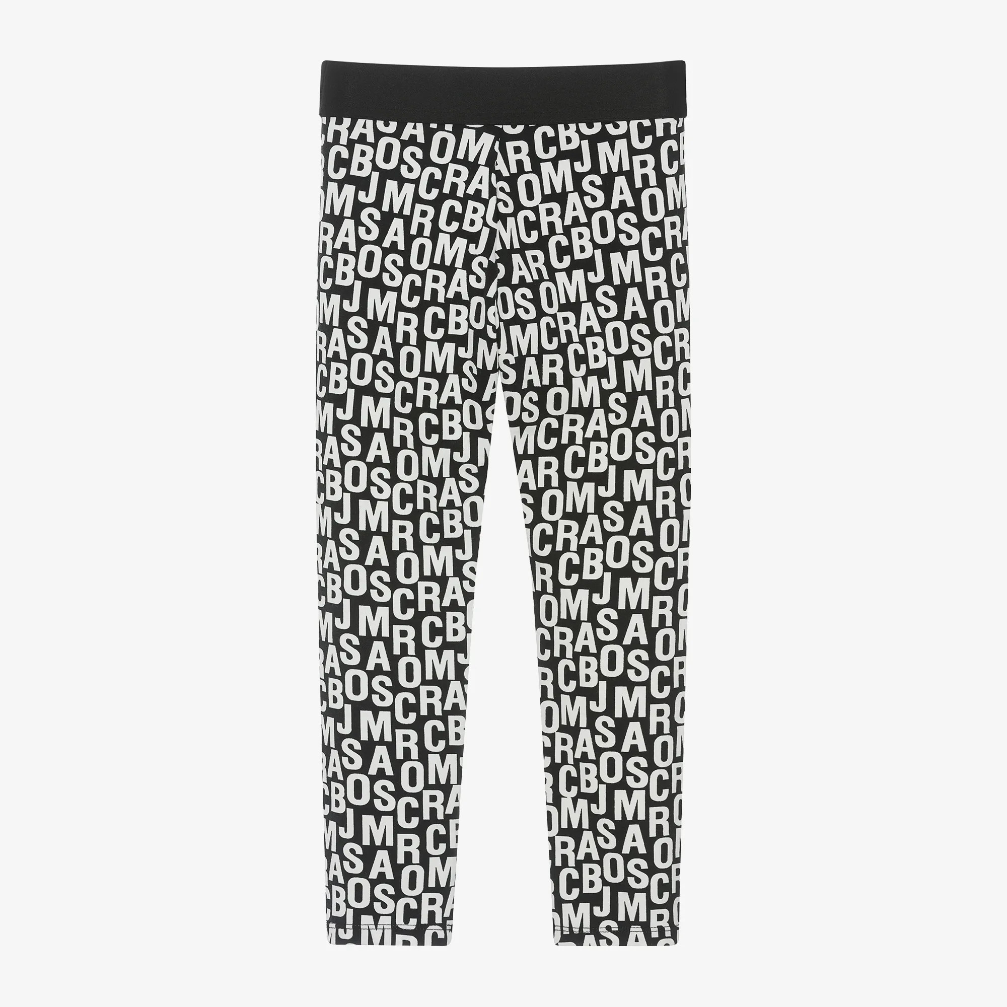 Girls Black Jumbled Logo Cotton Leggings