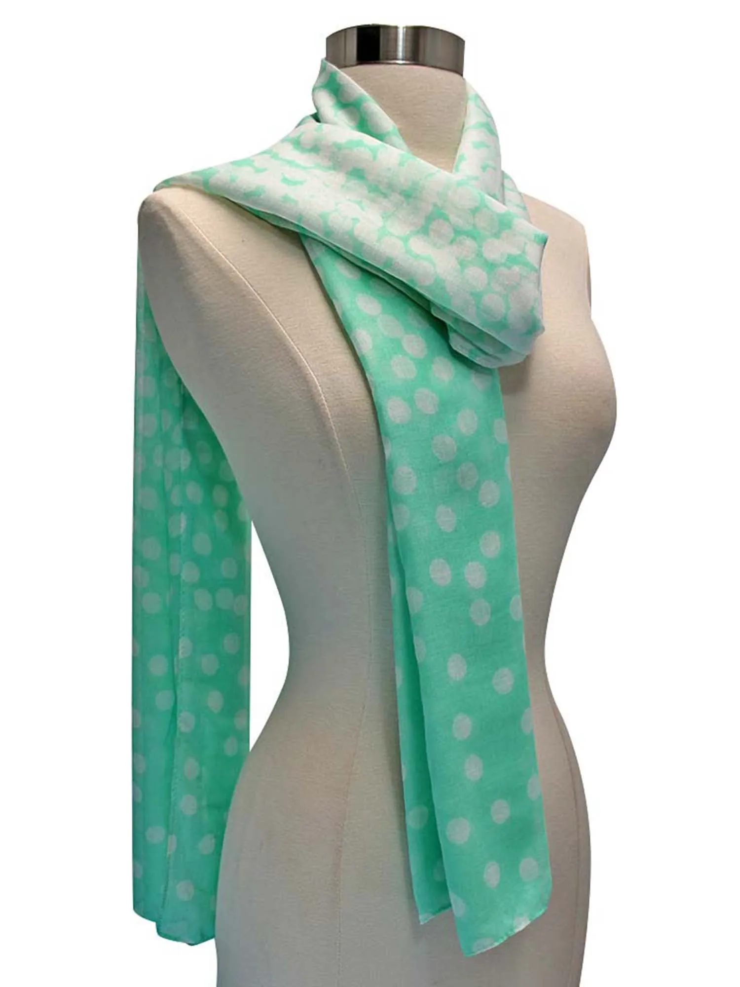 Green Gradient Polka Dot Summer Scarf