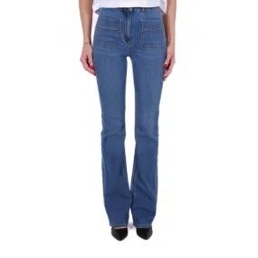 JEANS GAMBA DRITTA IN DENIM STRETCH, BLU