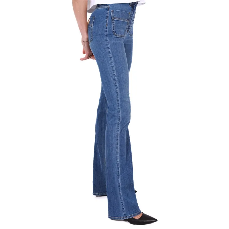 JEANS GAMBA DRITTA IN DENIM STRETCH, BLU