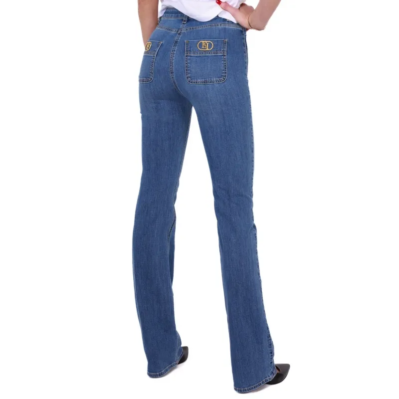 JEANS GAMBA DRITTA IN DENIM STRETCH, BLU