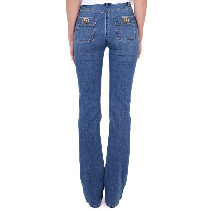 JEANS GAMBA DRITTA IN DENIM STRETCH, BLU