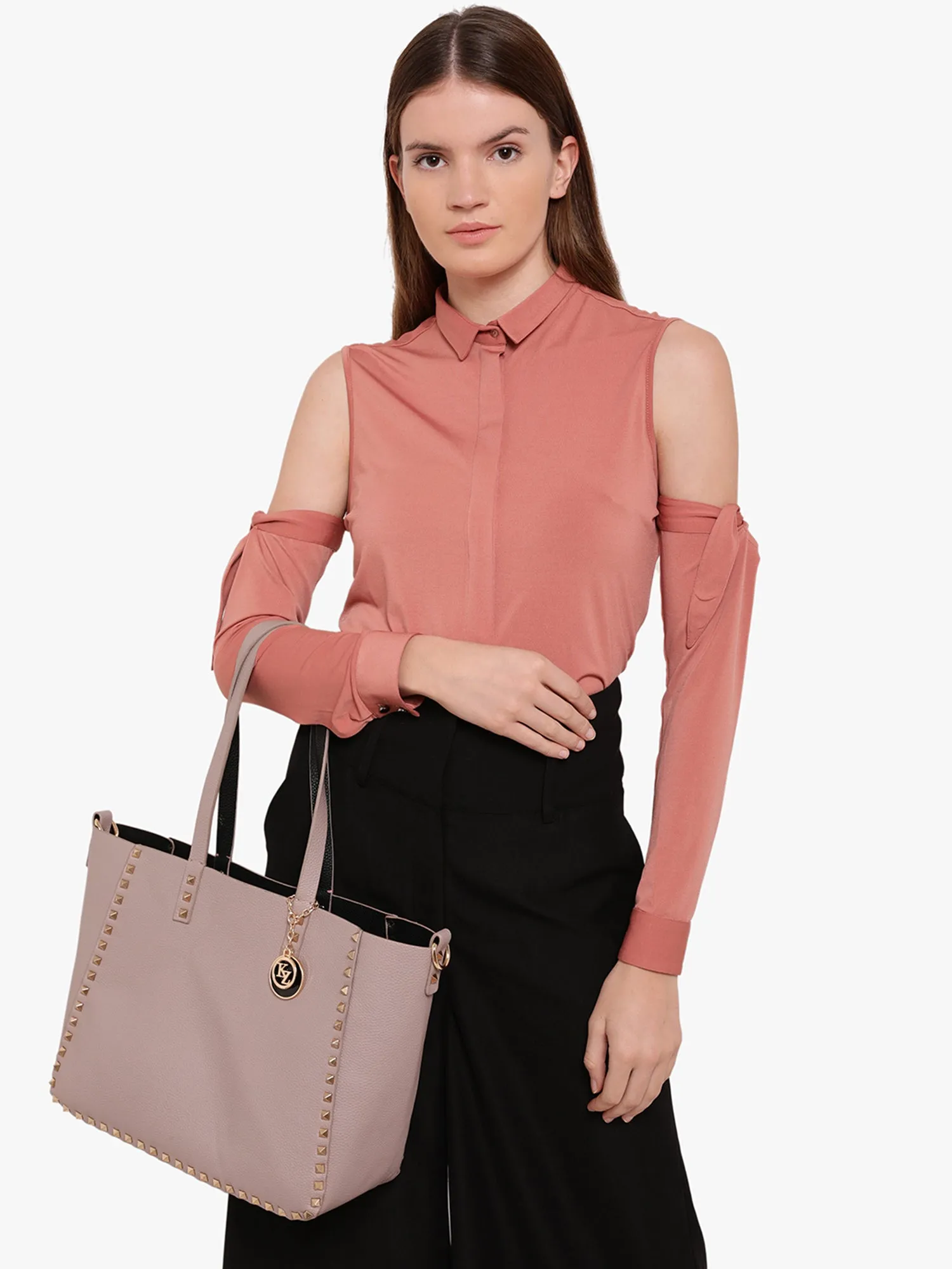 Kazo Mauve Solid Handbag And Pouch