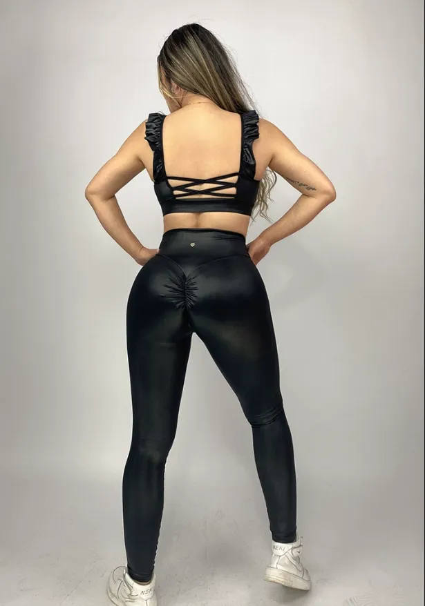 La Fitwear Legging Cupcake Leather Effect Black