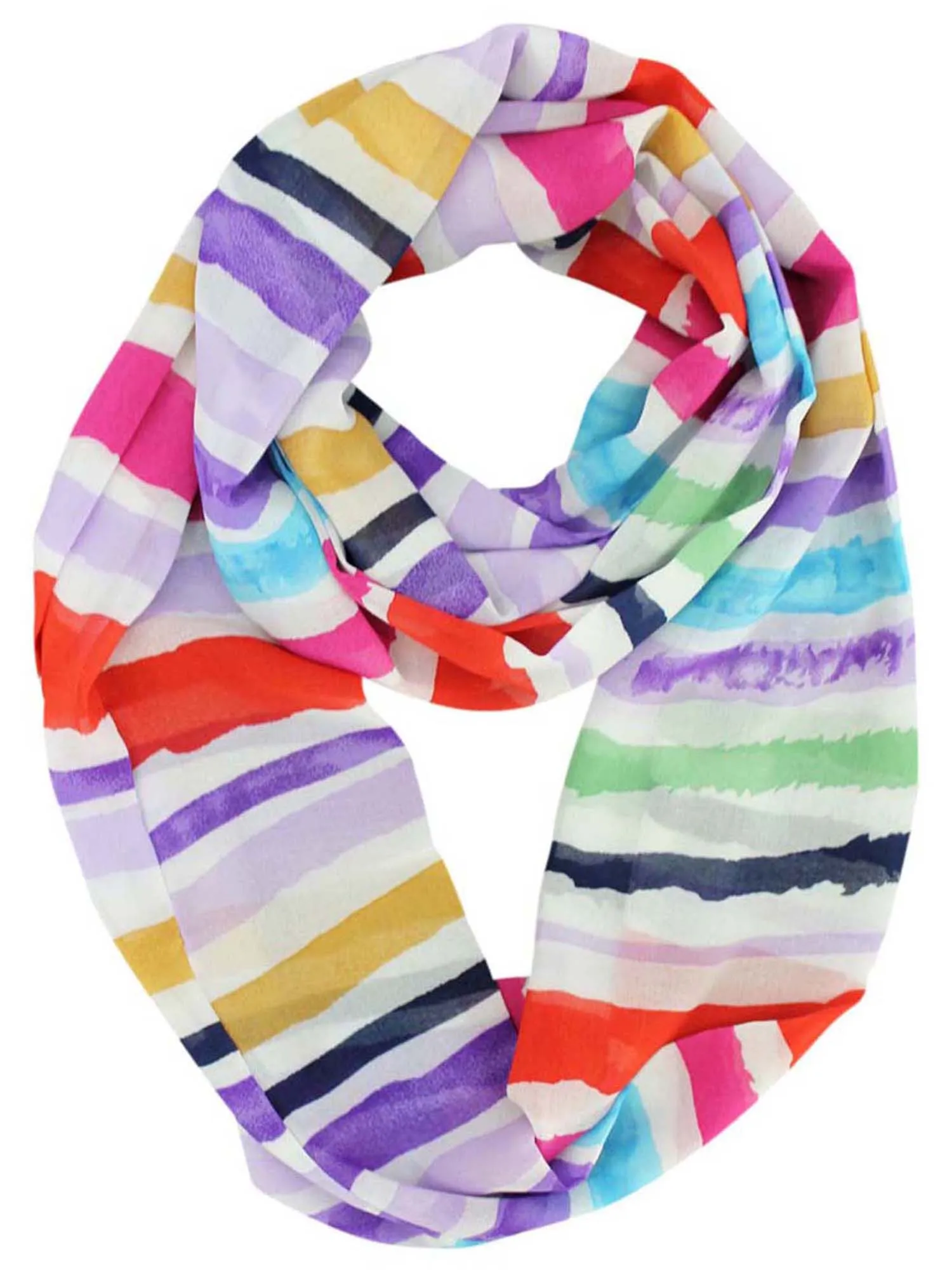 Lavender Red Tan & Blue Striped Circle Scarf