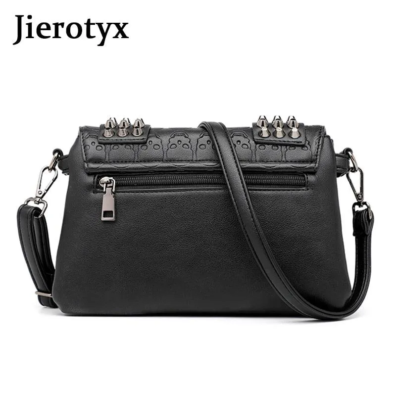 Leather Single Skull Rivet Shoulder Bag