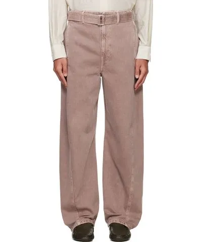 Lemaire Pink Twisted Belted Jeans