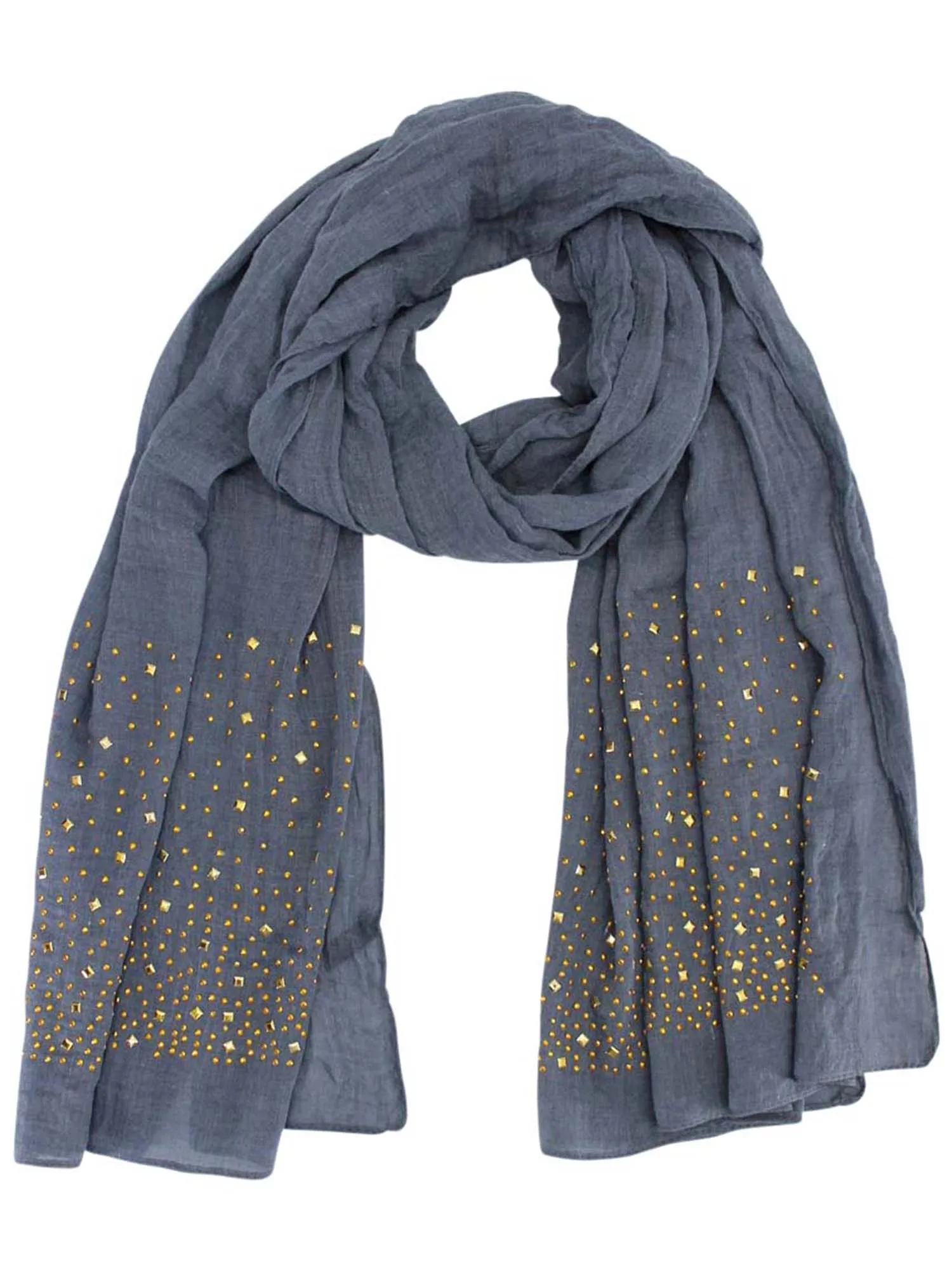 Light Long Scarf With Golden Studs