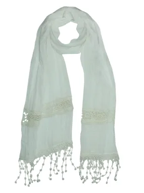 Lightweight Scarf With Lace Fringe Trim