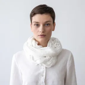 Linen Scarf - White Garza