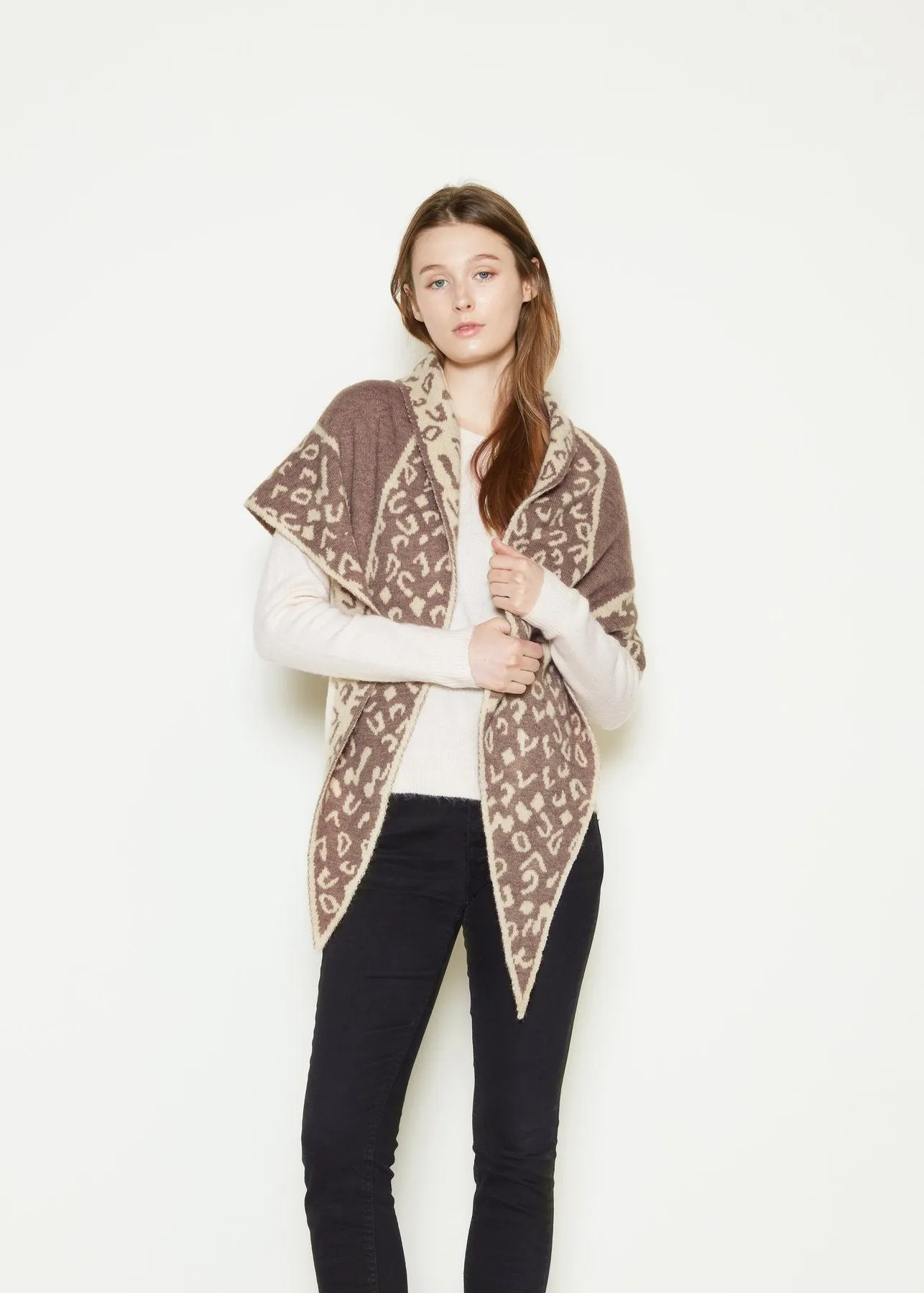 Look By M Leopard Pattern Diamond Scarf MSF2958