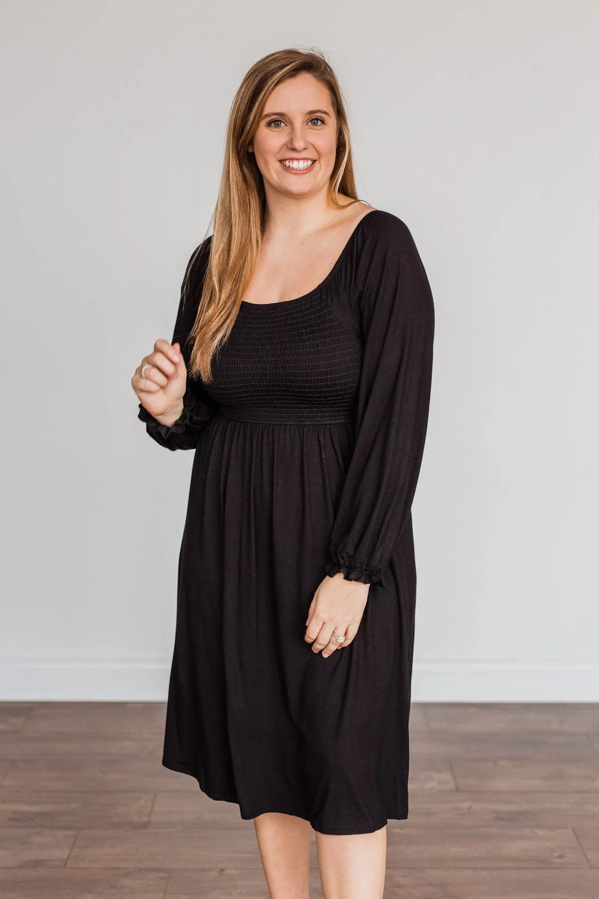 Lost In Memories Long Sleeve Dress- Black